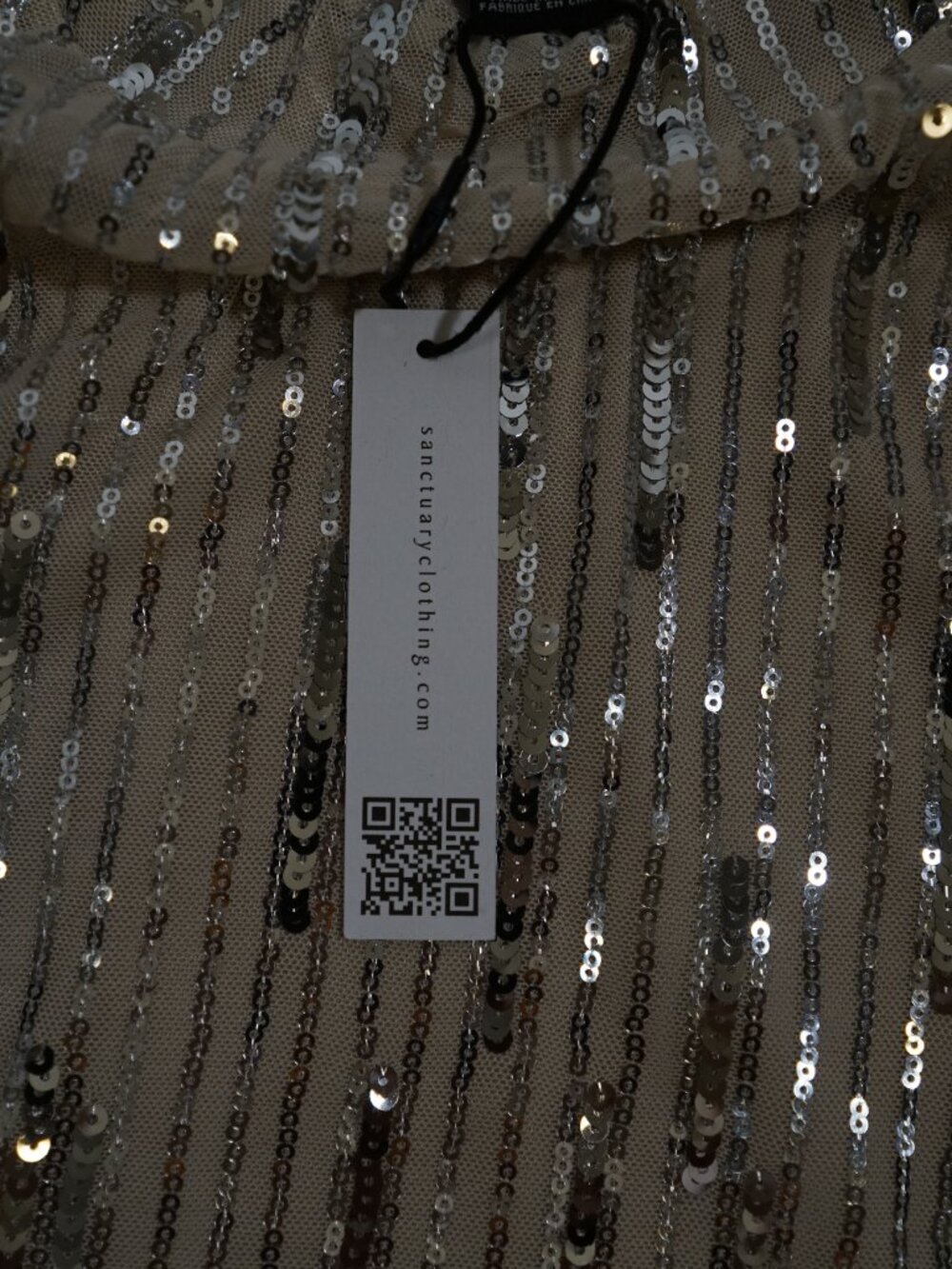 Sanctuary NWT Silver Sequin Mock Neck Long Sleeve Top XS - Picture 5 of 7